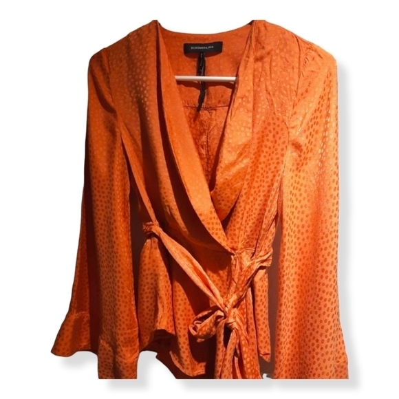bcbgmaxazria Women's Long Sleeve Wrap |  Papaya Kimono Top - Picture 4 of 6